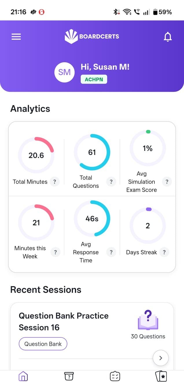 BoardCerts app dashboard on mobile