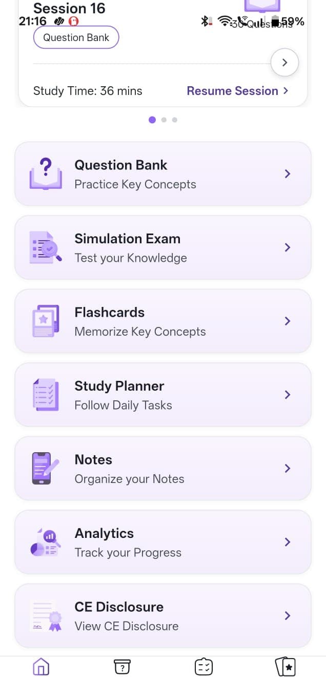 BoardCerts app home menu on mobile