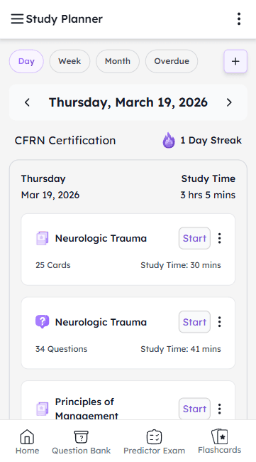 BoardCerts mobile study planner for scheduling daily review tasks