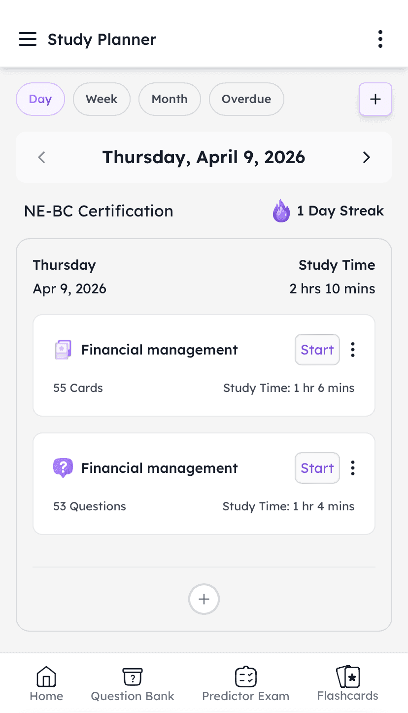 ne-bc boardcerts study planner