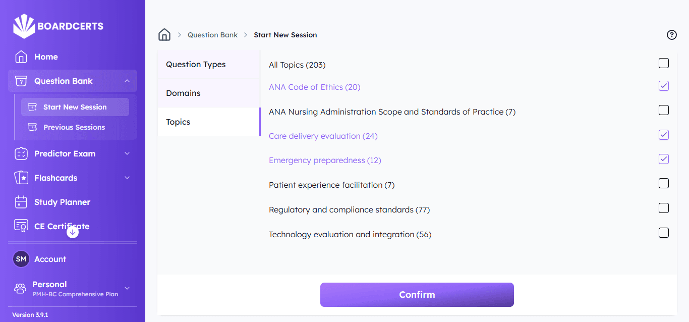pmh-bc boardcerts filters topics.